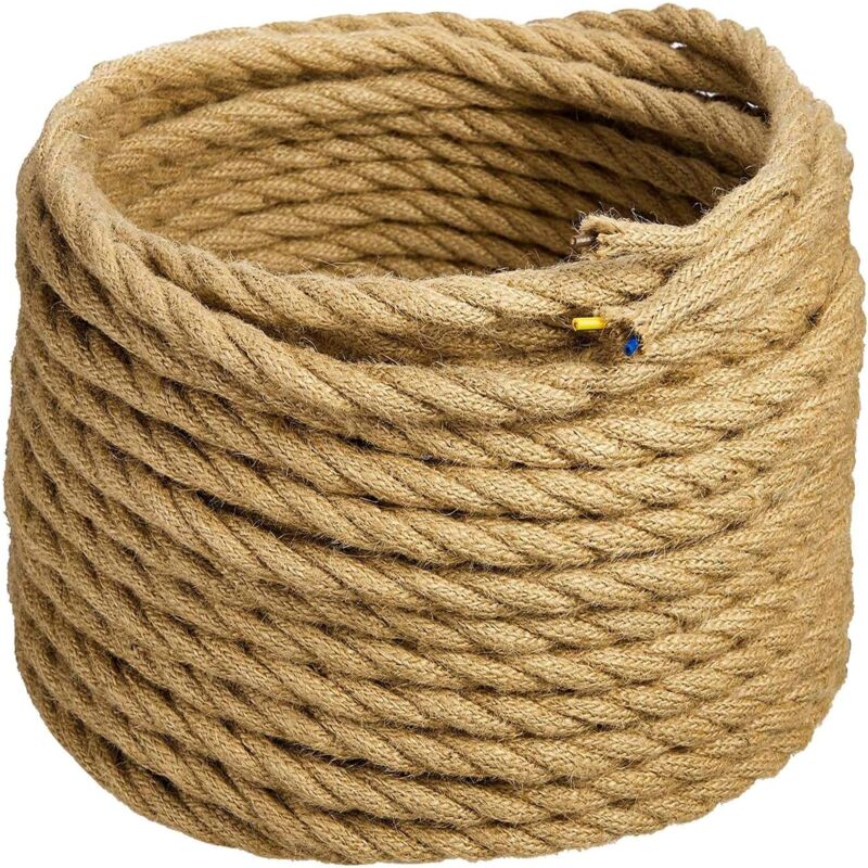 Led Lighting 10m Fil électrique Corde, 3 Cœurs Linge de Câble d'éclairage de Corde Vintage Fil de cuivre recouvert Rétro Tressé Industriel Corde pour