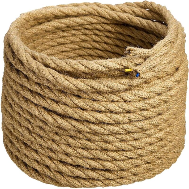 LED Lighting 10m Fil électrique Corde, 3 Cœurs Linge de Câble d'éclairage de Corde Vintage Fil de cuivre recouvert Rétro Tressé Industriel Corde pour