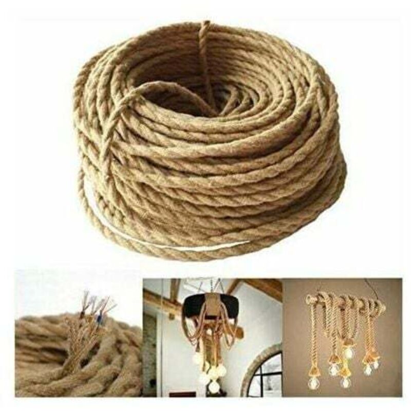 LED Lighting 10m Fil électrique Corde,2 Curs Linge de Cable d'éclairage de Corde Vintage Fil de cuivre recouvert Rétro Tressé Industriel Corde pour