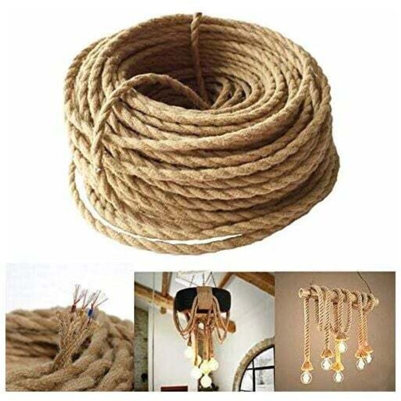 Led Lighting 10m Fil électrique Corde,2 Cœurs Linge de Câble d'éclairage de Corde Vintage Fil de cuivre recouvert Rétro Tressé Industriel Corde pour