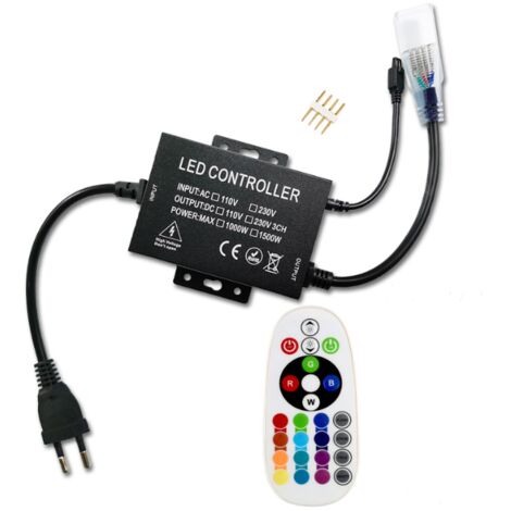 LED Lighting 24 Key RF Remote Control for RGB 5050 SMD LED Strips Black