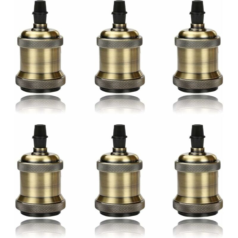 Led Lighting 6 Pack E27 Vintage Ampoule solide céramique douille Support de lampe Rétro Edison Vis Ampoule adaptateur Socket, Bronze Fei Yu
