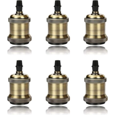 LED Lighting 6 Pack E27 Vintage Ampoule solide céramique douille Support de lampe Rétro Edison Vis Ampoule adaptateur Socket, Bronze-Fei Yu