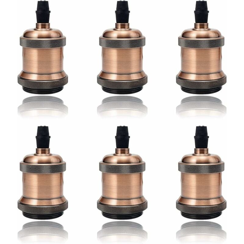 Led Lighting 6 Pack E27 Vintage Ampoule solide céramique douille Support de lampe Rétro Edison Vis Ampoule adaptateur Socket, Rouge Fei Yu