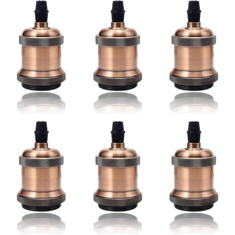 LED Lighting 6 Pack E27 Vintage Ampoule solide céramique douille Support de lampe Rétro Edison Vis Ampoule adaptateur Socket, Rouge-Fei Yu