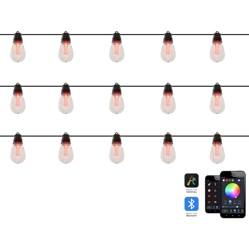 Led Lighting Chain with 15 Lights App-Controlled Colour Changing 1150 cm with Timer Switch Remote Control Multicolour Itilleq