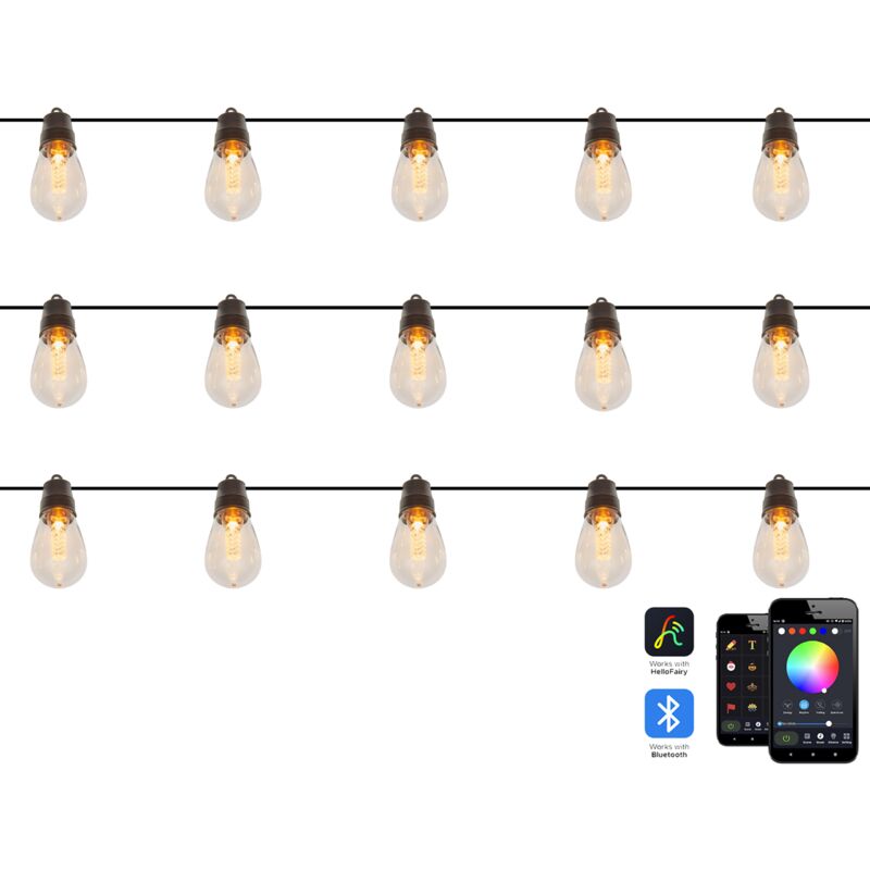 Led Lighting Chain with 15 Lights App-Controlled Colour Changing 1250 cm with Timer Switch Remote Control Transparent Itilleq