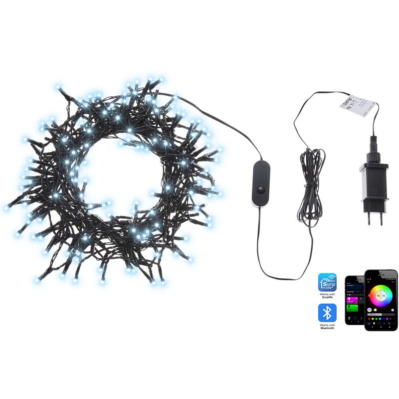 Led Lighting Chain with 200 Lights App-Controlled Colour Changing 2700 cm with Timer and Switch Black Igaliku