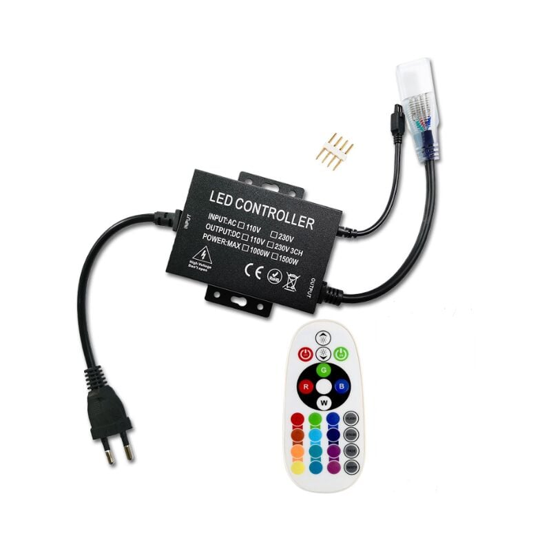 LED Lighting Télécommande RF 24 touches pour bandes LED RVB 5050 SMD Noir