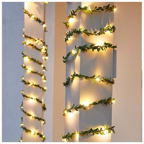 LED Lights Outdoor Energy 80 LED Artificial Ivy Fake Ivy String Lights 8M with Leaves for Christmas Trees, Garden, Yard, Wedding, Party, Bedroom Battery Box