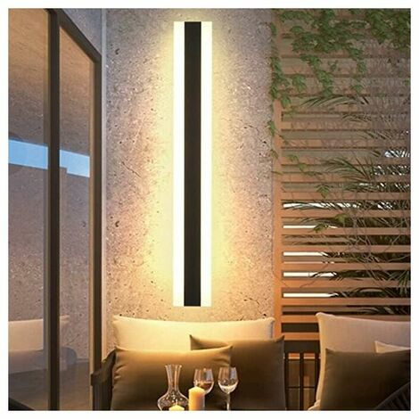 LED Long Wall Lamp Villa Wall Lamp Villa Porch Outdoor Sconce IP65 Waterproof Wall Lamps Black Long Strip Light Outdoor Sconce-60CM, Warm Light