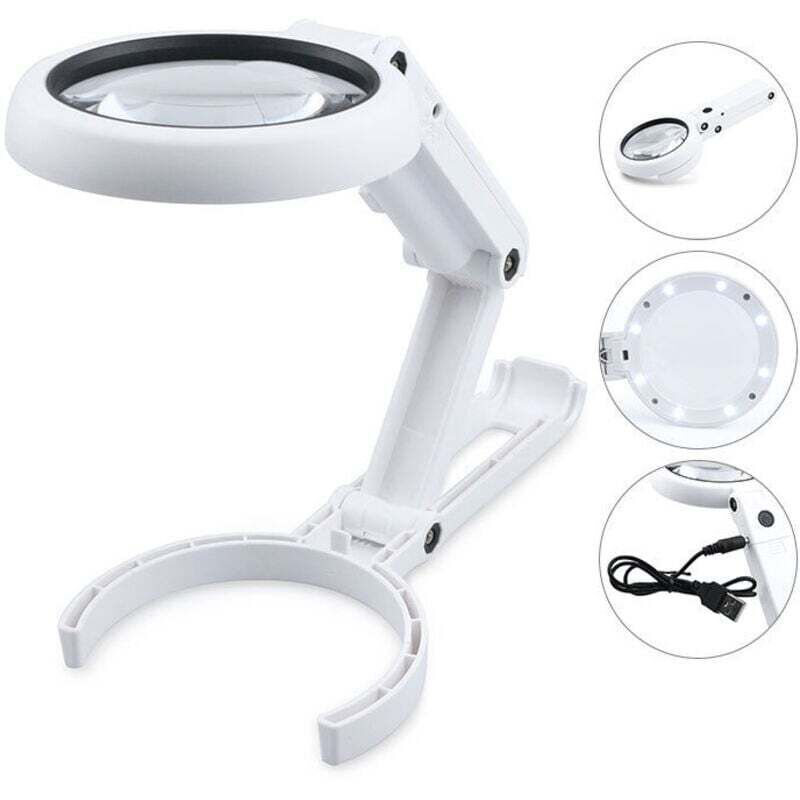 LED Loupe Lamp, Loupe Mains Libres Dimmable avec Lumière et Support, Loupe de Bureau