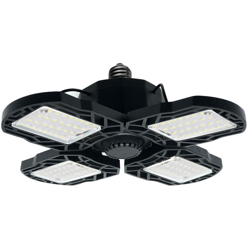 

Led luces de garaje deformable LED plegable ajustable de la lampara de techo, luz llevada E27, Negro, 4 paneles LED y 80W