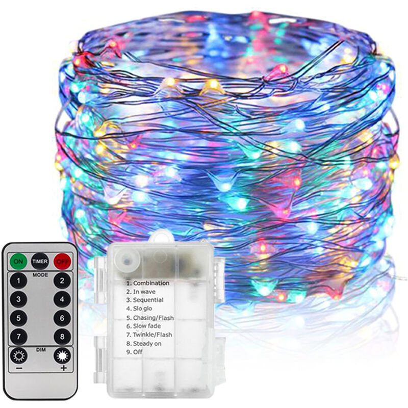 

LED luces de hadas, lampara de alambre de cobre, cadena de luces navidenas, con control remoto,Multicolor, 10 metros