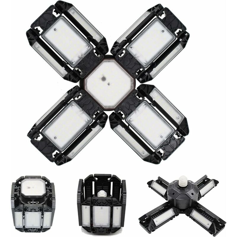 Led lumière de garage, Éclairage de garage à led, plafonnier de l'atelier à réglable, éclairage E27 6000K, avec plusieurs panneaux réglables,15000