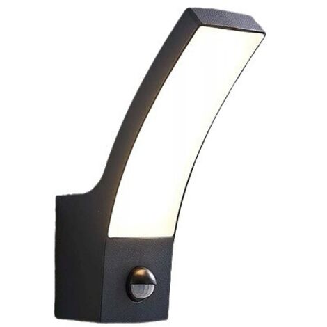 LED Luminaire Exterieur avec Detecteur de Mouvement 9m/120° - Eclairage Exterieur Anthracite 12W 1000lm 6000K - IP44 Applique Murale