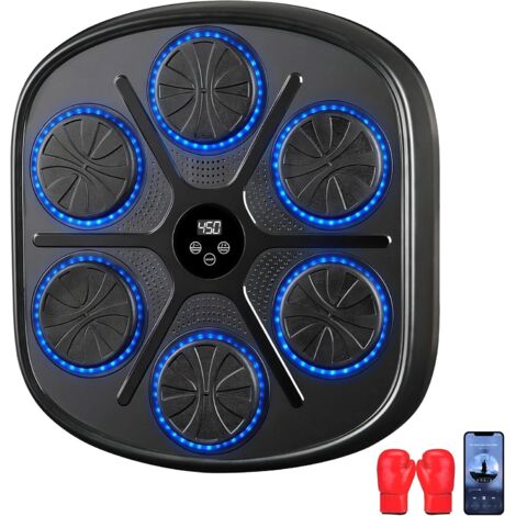 LED Machine de Boxe Musicale, Domicile électronique Cible Intelligente Bluetooth Musique équipement, dentraînement, Murale Hauteur d'installation réglable, avec Gants, Adultes et Enfants