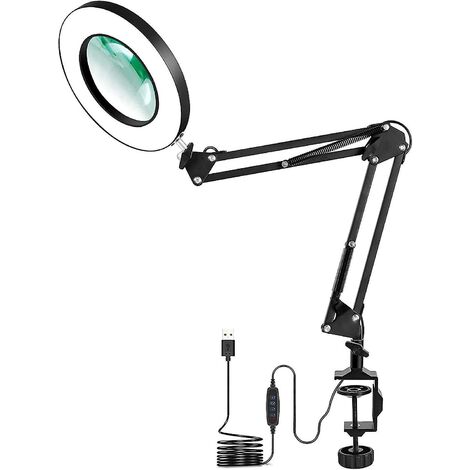 8X Magnifier 20 Swing Arm Hand Free Desk Lamp for Reading Repair
