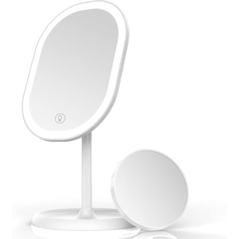 LED Makeup Mirror, Mirror, Smart Lighting Setting and USB Charging, Tabletop Mirror
