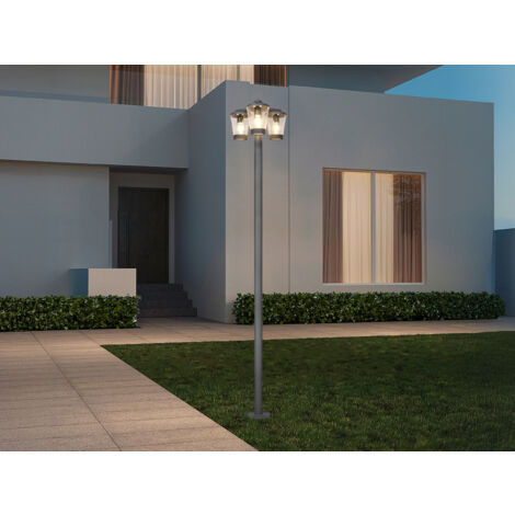 LED Mastleuchte Außen Kandelaber 3-flammig, Anthrazit, Höhe 220cm