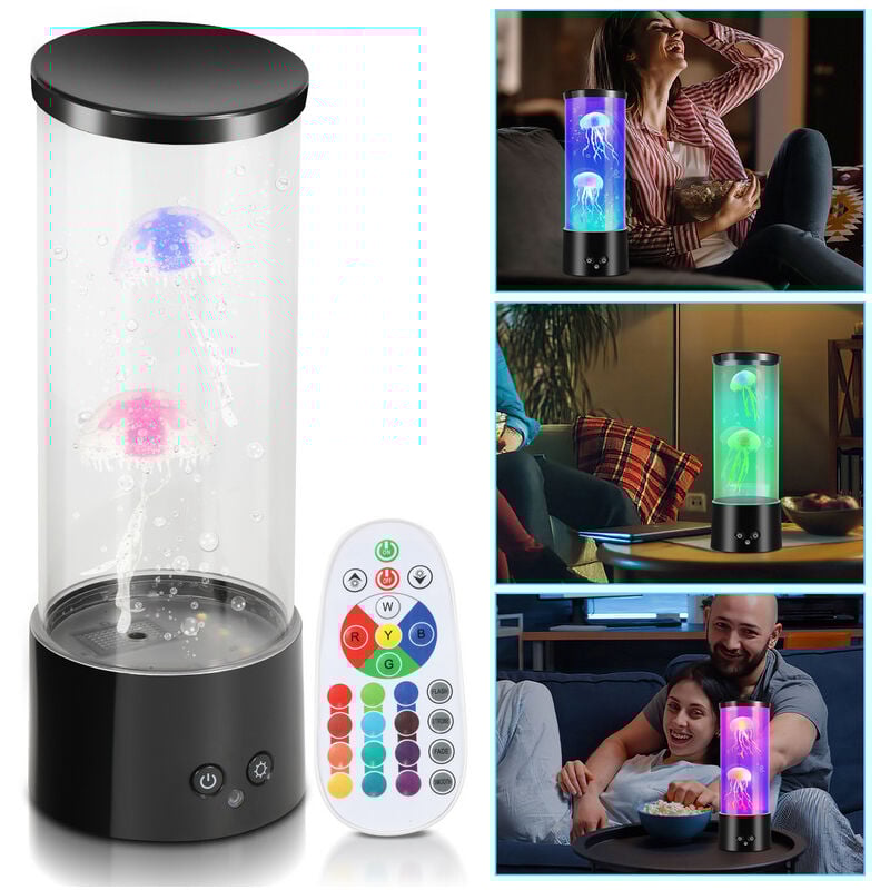 Vingo - led méduse veilleuse décorative rvb lampe d'ambiance aquarium lampe de lave colorée artificielle