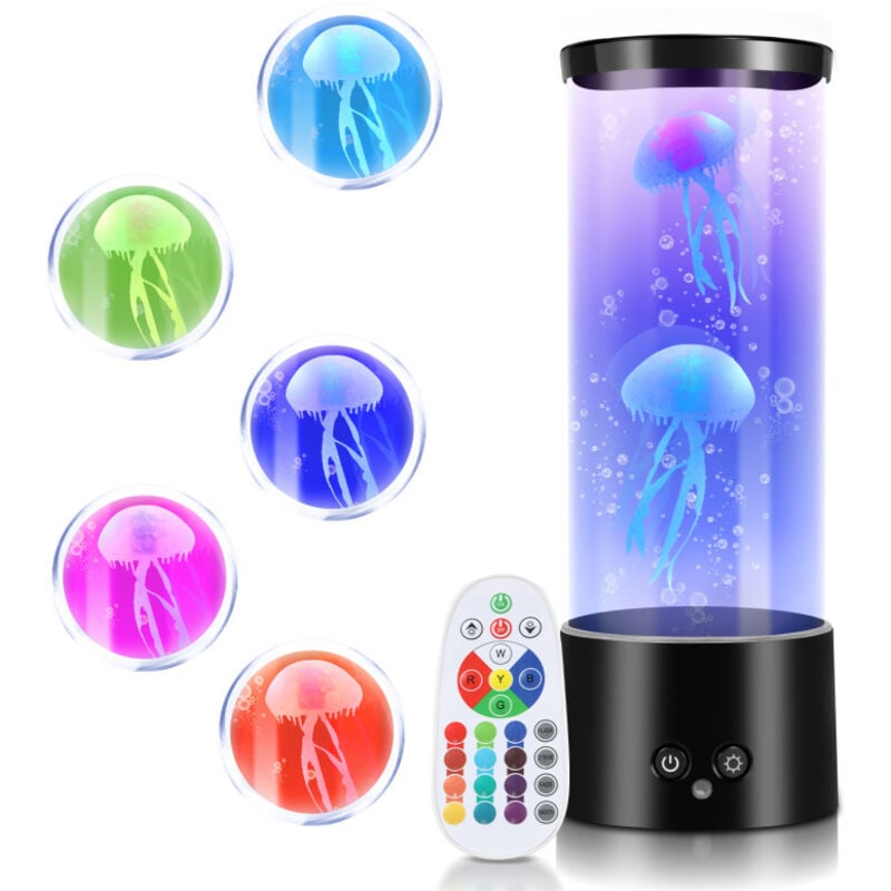 Swanew - led méduse veilleuse décorative rvb lampe d'ambiance aquarium lampe de lave colorée artificielle