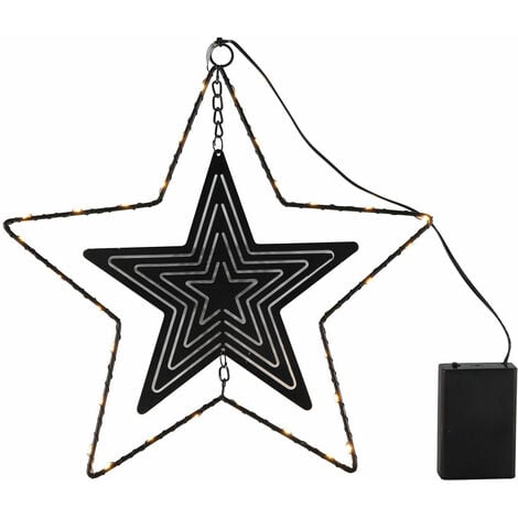 LED Weihnachtsstern zum Hängen 30 cm mit Timer - braun oder weiß - Deko  Stern aus Holz oder Kunstschnee Girlande gewickelt