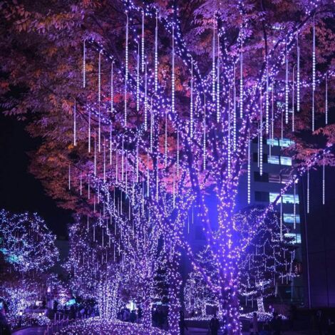 LED Meteor Shower Lights Guirlande Lumineuse Extérieure 10 Tubes 30cm Imperméable Extérieur Décoration de Noël Lumières (Bleu)