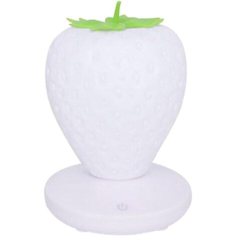 LED mignon silicone fraise lumière enfants veilleuse bébé chambre interrupteur anniversaire noël cadeau-blanc 1pc