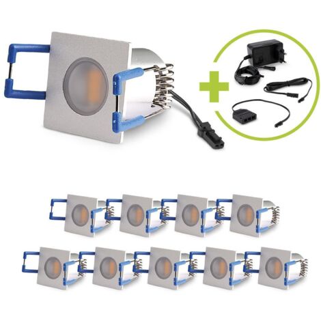 LED Mini Einbauspot 1.5W 12V 3000K IP20 - Form: eckig 30x30mm - Anzahl: 10x