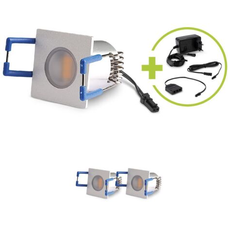 LED Mini Einbauspot 1.5W 12V 3000K IP20 - Form: eckig 30x30mm - Anzahl: 3x
