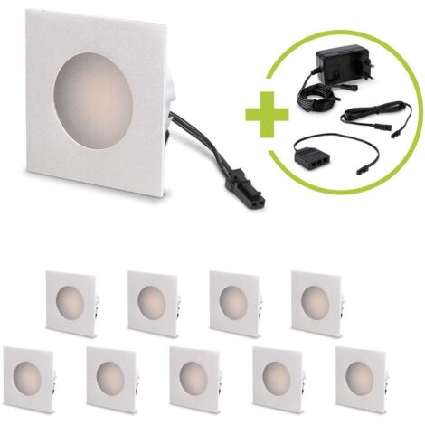 LED Mini Einbauspot eckig 1.2W 12V IP20 Ausschnitt Ø32mm - Lichtfarbe: Neutralweiß 4000K - Anzahl: 10x