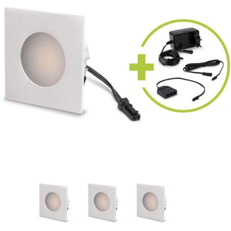 LED Mini Einbauspot eckig 1.2W 12V IP20 Ausschnitt Ø32mm - Lichtfarbe: Neutralweiß 4000K - Anzahl: 4x
