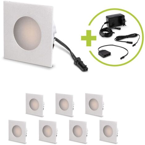 LED Mini Einbauspot eckig 1.2W 12V IP20 Ausschnitt Ø32mm - Lichtfarbe: Neutralweiß 4000K - Anzahl: 8x