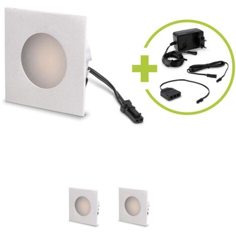 LED Mini Einbauspot eckig 1.2W 12V IP20 Ausschnitt Ø32mm - Lichtfarbe: Warmweiß 3000K - Anzahl: 3x