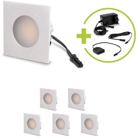 LED Mini Einbauspot eckig 1.2W 12V IP20 Ausschnitt Ø32mm - Lichtfarbe: Warmweiß 3000K - Anzahl: 6x