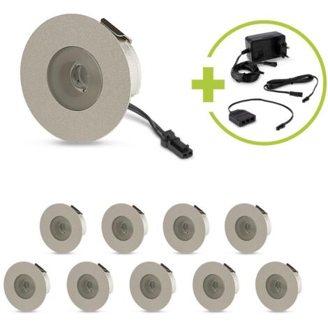 LED Mini Einbauspot rund 1.2W 12V IP20 Ø36mm - Lichtfarbe: Warmweiß 3000K - Anzahl: 10x