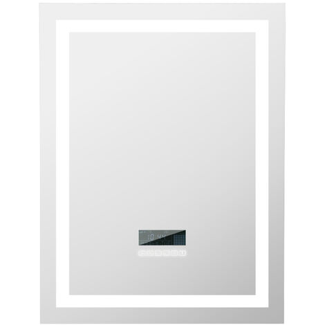 LED Miroir de Salle de Bain 60 x 80 cm avec Interrupteur Tactile Éclairage Blanc Froid/Chaud/Neutre