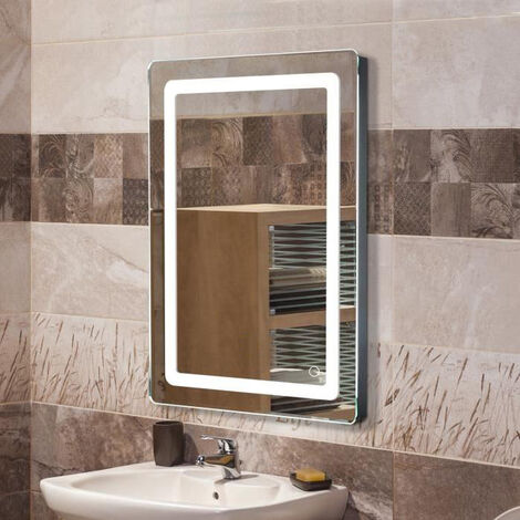 LED Miroir Salle de Bain 70x50cm Miroir Mural avec Interrupteur Tactile