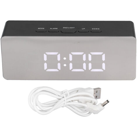 LED Mirror Alarm Clock Rectangular Digital Clock with Temperature Display for Bedroom Living Room Office Travel