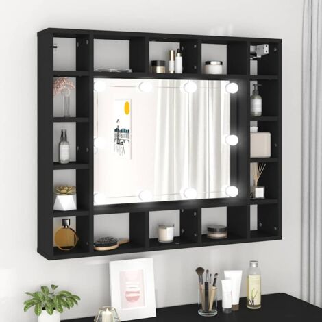 LED Mirror Cabinet Black 91x15x76.5 cm vidaXL