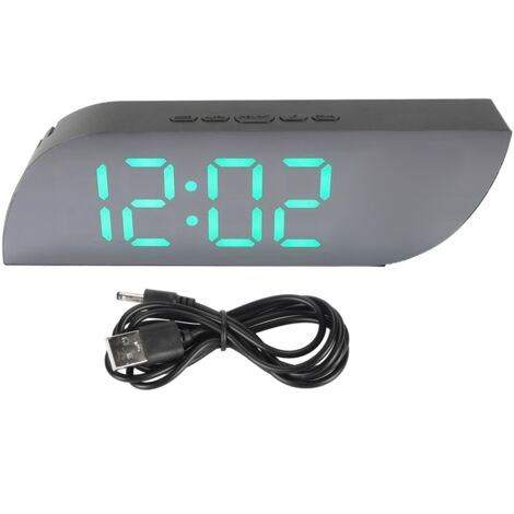 LED Mirror Clock USB Plug in AAA Battery Backup Snooze Digital Alarm Clock with Date Temp Display for Bedroom