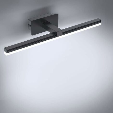 LED Mirror Lights 9W, Bathroom Mirror Lamp Cold White 6000K Mirror Front Lighting 40cm Bathroom Cabinet Lighting 720LM Led Mirror Wall Lamp Black for Bathroom Toilet Bedroom Vanity (No Switch)