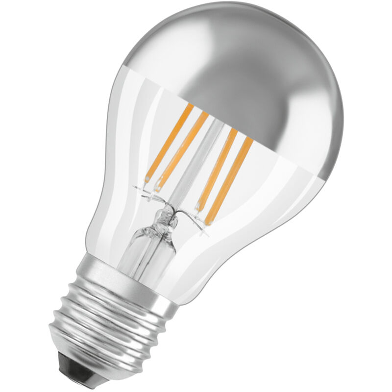 Image of Osram - LED-Lampen, klassische Kolbenform, mit Spiegel-Kolbenkrone, 50 Watts Ersatz, E27, A-shape, 2700 Kelvin, Warm weiß, Klares Glas, single Pack