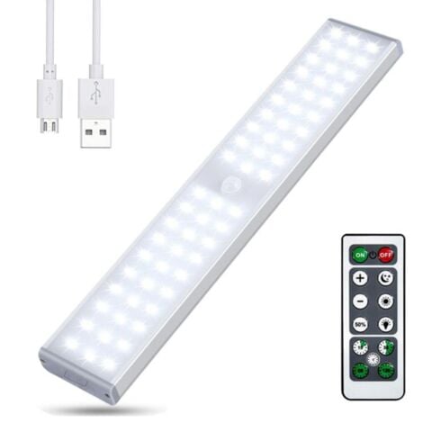 LED Motion Sensor Closet Lights,60-LED Rechargeable Wireless Light with Remote Control,For Stairs,Wardrobe,Kitchen