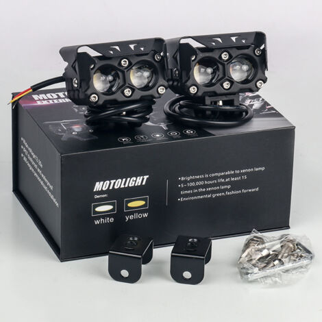LED-Motorradscheinwerfer, weißes Lauflicht, bernsteinfarbene Nebelscheinwerfer, 4500 lm, IP67 wasserdicht, für LKW-SUV
