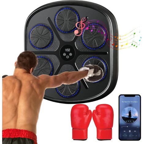 LED Musical Boxing Machine, Home Electronic Smart Target Bluetooth Music Training Equipment, Wall Mounted Adjustable Height, with Gloves, Adults and Kids