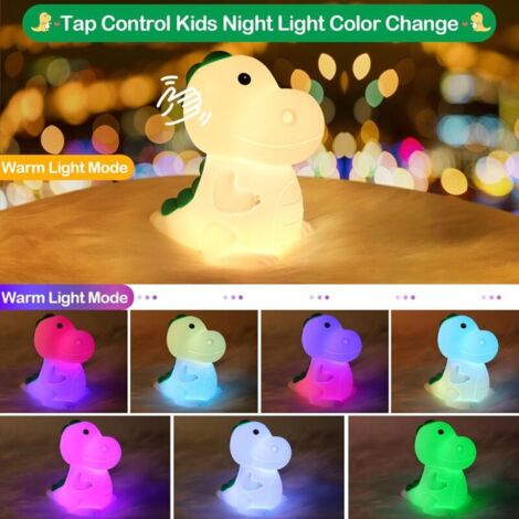 LED-Nachtlicht aus Silikon mit Dinosaurier-Motiv, 7 Farben, USB-Aufladung, Kinder-Nachttischlampe, Geburtstagsgeschenk