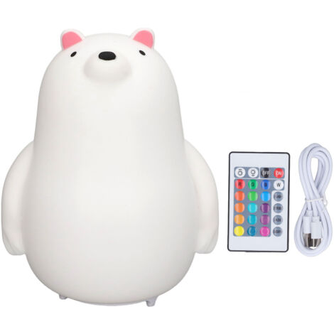 LED-Nachtlicht in Bärenform fürs Kinderzimmer, farbenfrohes Nachtlicht, USB-aufladbar, augenschonend, mit Fernbedienung