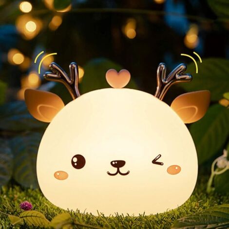LED-Nachtlicht in Hirschform – 7 Farben – Weiches Silikon – Nachttischlampe – Leuchtendes Geschenk – Kinderzimmer (USB-aufladbar)